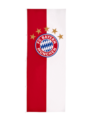 FC Bayern Hissfahne Hochformat Logo 400x150 cm - Rot/Weiß