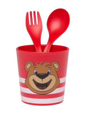 FC Bayern Becher + Besteck Set Berni 2teilig - Rot - Baby