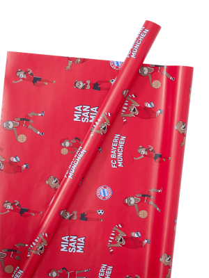 FC Bayern Geschenkpapier Maskottchen 2er Set - Rot - Kinder