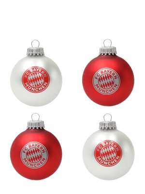FC Bayern Christbaumkugel 4er Set - Rot/Weiß