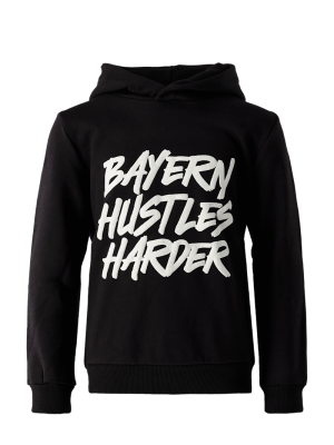 FC Bayern Hoodie Hustles Harder - Schwarz - Kinder