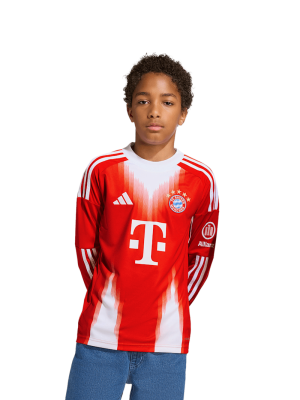 FC Bayern Langarm Trikot Home 25-26 - Rot/Weiß - Heimtrikot - Kinder - adidas