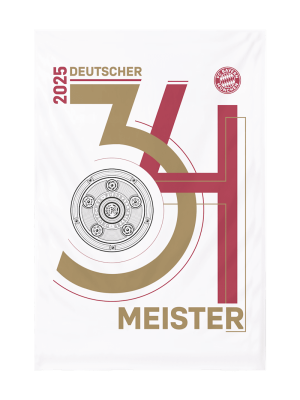 FC Bayern Hissfahne Dt. Meister 2025 180x120 cm - Weiß