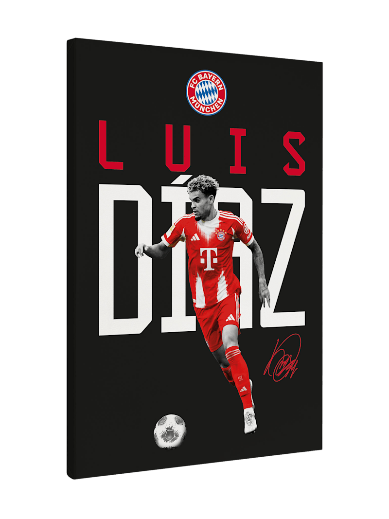 FC Bayern Leinwand Luis Dìaz 40x60 cm - Schwarz