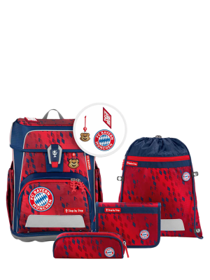 FC Bayern Schulranzen-Set Mia san mia 5-teilig - Rot - Kinder