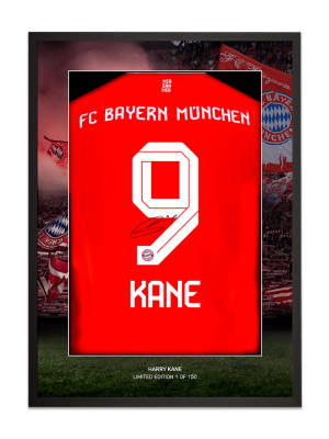 FC Bayern Trikotrahmen Kane + Signatur 70x50 cm - Schwarz