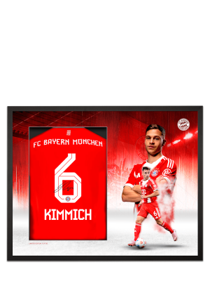 FC Bayern Trikotrahmen Kimmich + Signatur 90x70 cm - Schwarz