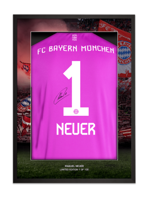 FC Bayern Trikotrahmen Neuer + Signatur 70x50 cm - Schwarz