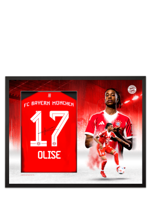 FC Bayern Trikotrahmen Olise + Signature 90x70 cm - Schwarz