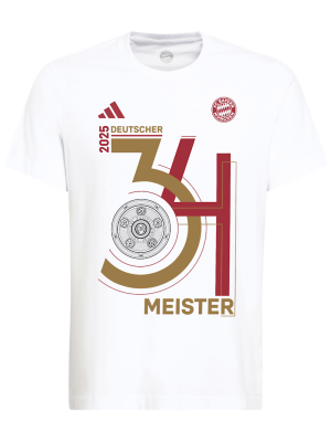 FC Bayern T-Shirt Deutscher Meister 2025 - Weiß - Herren - adidas