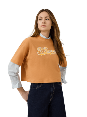 FC Bayern Cropped T-Shirt Spring - Braun - Damen