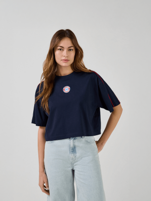 FC Bayern Cropped T-Shirt Essentials - Navy - Damen