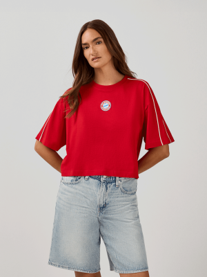 FC Bayern Cropped T-Shirt Essentials - Rot - Damen
