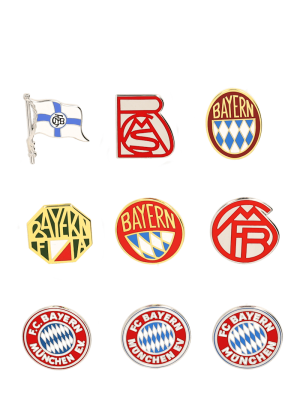 FC Bayern Pin Box Logos 9er-Set - Rot