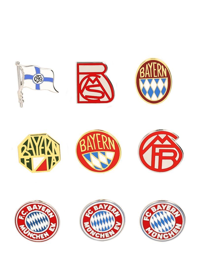 FC Bayern Pin Box Logos 9er-Set - Rot