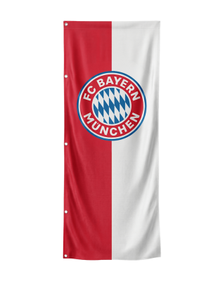 FC Bayern Hissfahne Hochformat Logo 400x150 cm - Rot/Weiß