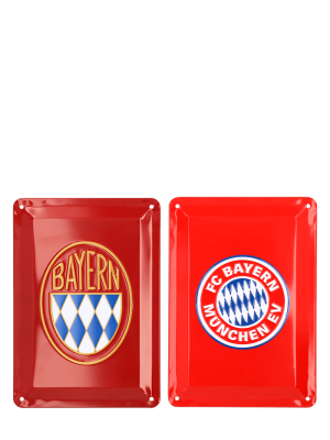FC Bayern Metallschild 2er-Set Retro - Rot