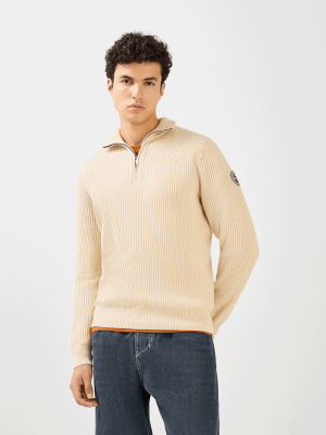 FC Bayern Strick Half-Zip Heimat - Off white